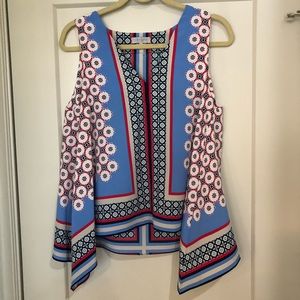 1.State Light Blue, Red and White Blouse